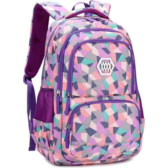 Geometric Kids Backpack School Bag Boys Girls Travel Laptop Bookbag Large